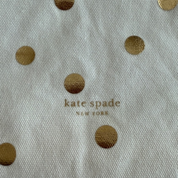 Kate Spade New York Canvas Book Tote/Color Gold Polka Dot Pattern/ Script Logo - Picture 4 of 10